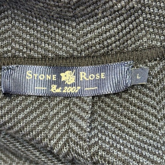 Stone Rose Men's Navy Herringbone Wool Blend‎ Knit Blazer Sweater Size Large - Picture 3 of 8